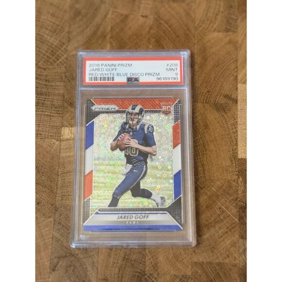 2021-22 Panini Red White/Blue Disco Prizm: Jared Goff#208 Los Angeles Rams PSA 9 - Picture 5 of 6